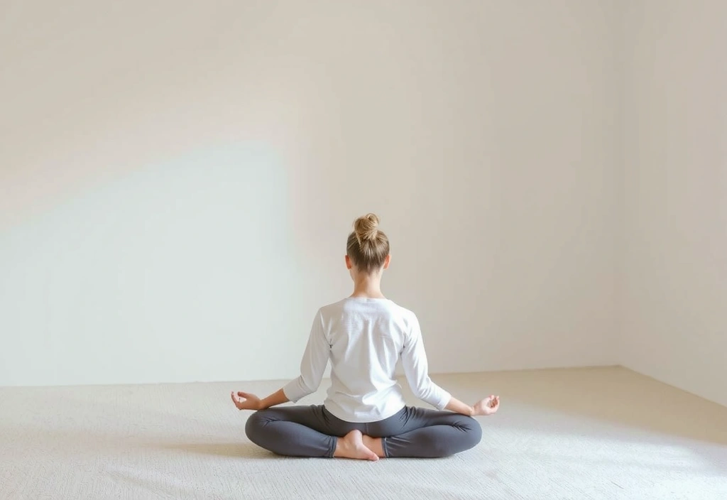 A serene person meditating in a quiet, minimalist space, illustrating the basics of meditation for beginners