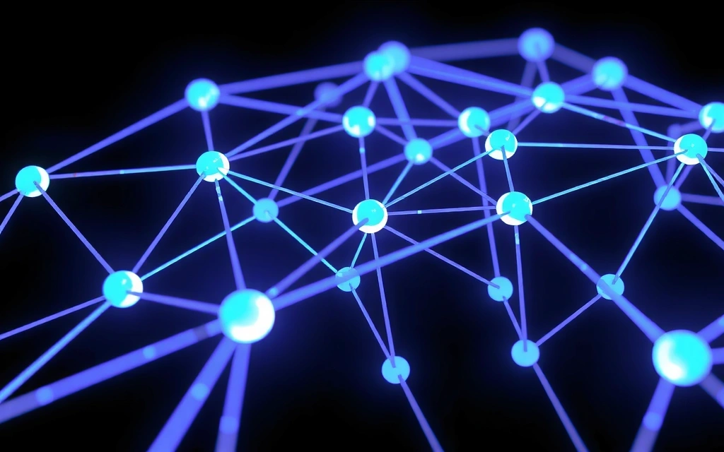 Interconnected network of glowing nodes